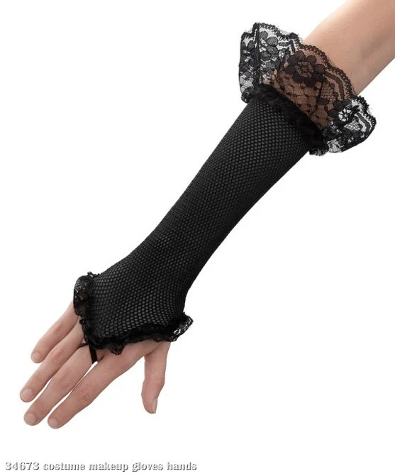 Black Mesh Fingerless Gloves 1 Black Mesh Fingerless Gloves