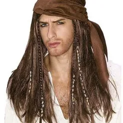Brown Caribbean Pirate Wig