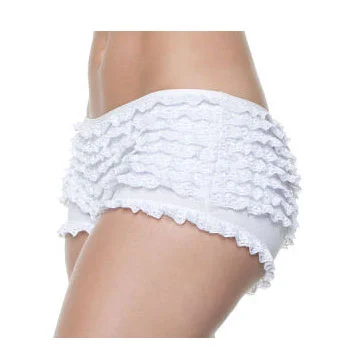 Plus Size White Ruffle Boy Shorts 1 Plus Size White Ruffle Boy Shorts